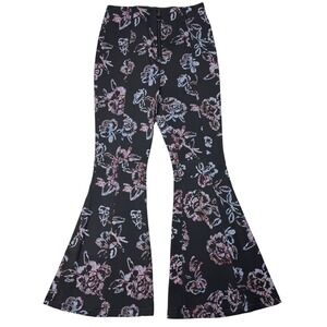 Free People Pants Born To Be Wild Dark Academia Stretch Ponte Bell Bottom Size 6